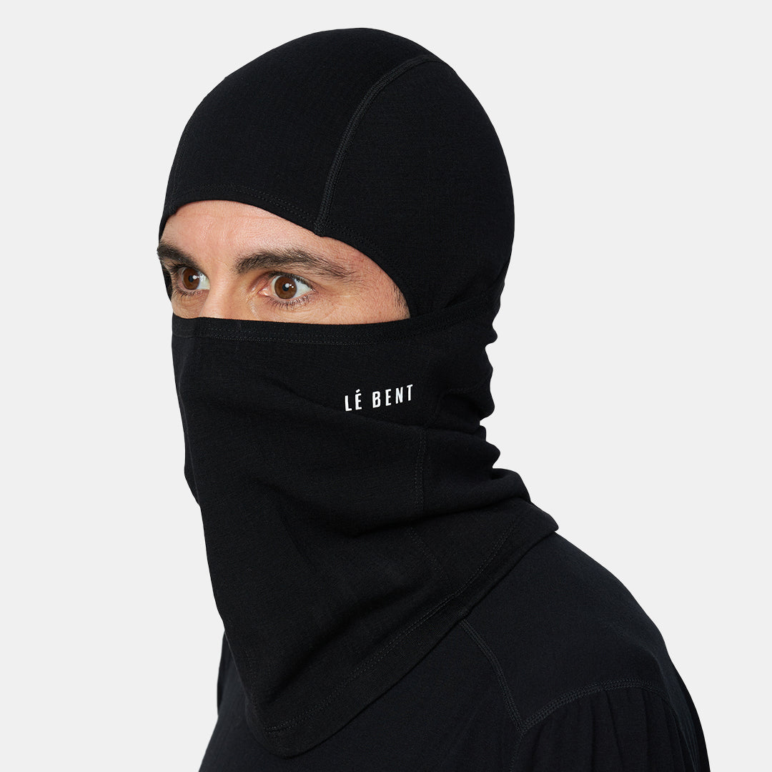 Le Bent Waffle Midweight Balaclava - Black